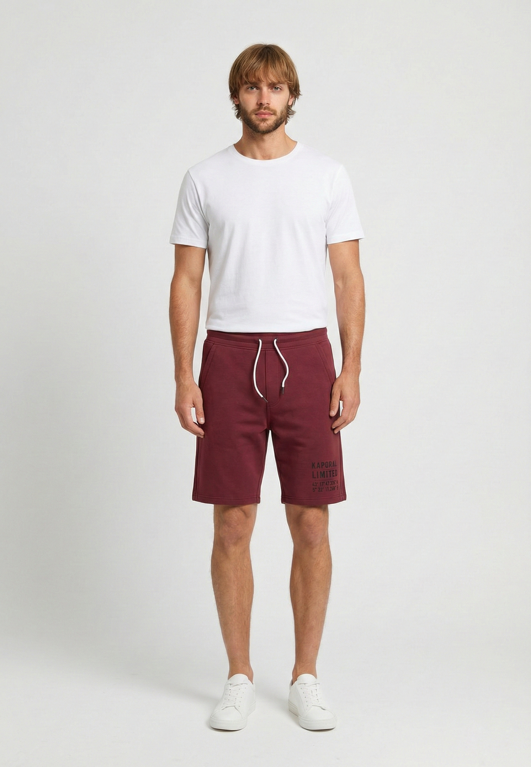 Short regular rouge bordeaux molleton coton polyester KYLIO – Kaporal
