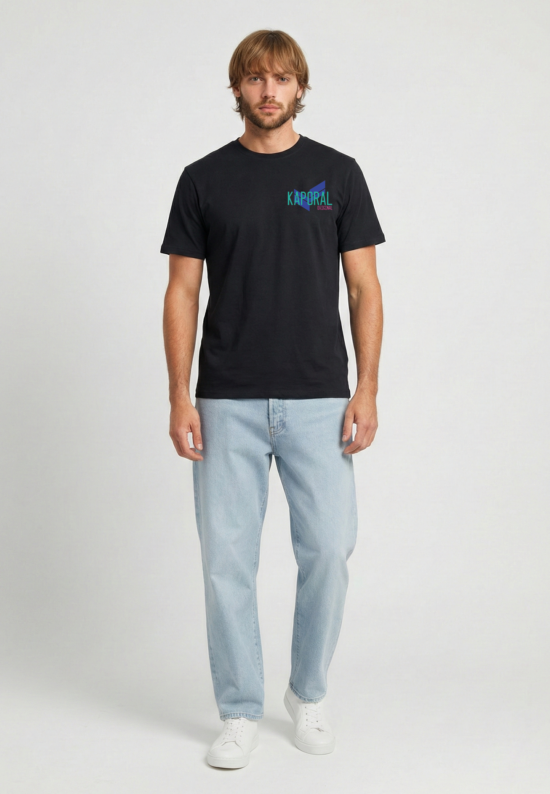 T-shirt manches courtes regular noir coton RIDUR – Kaporal
