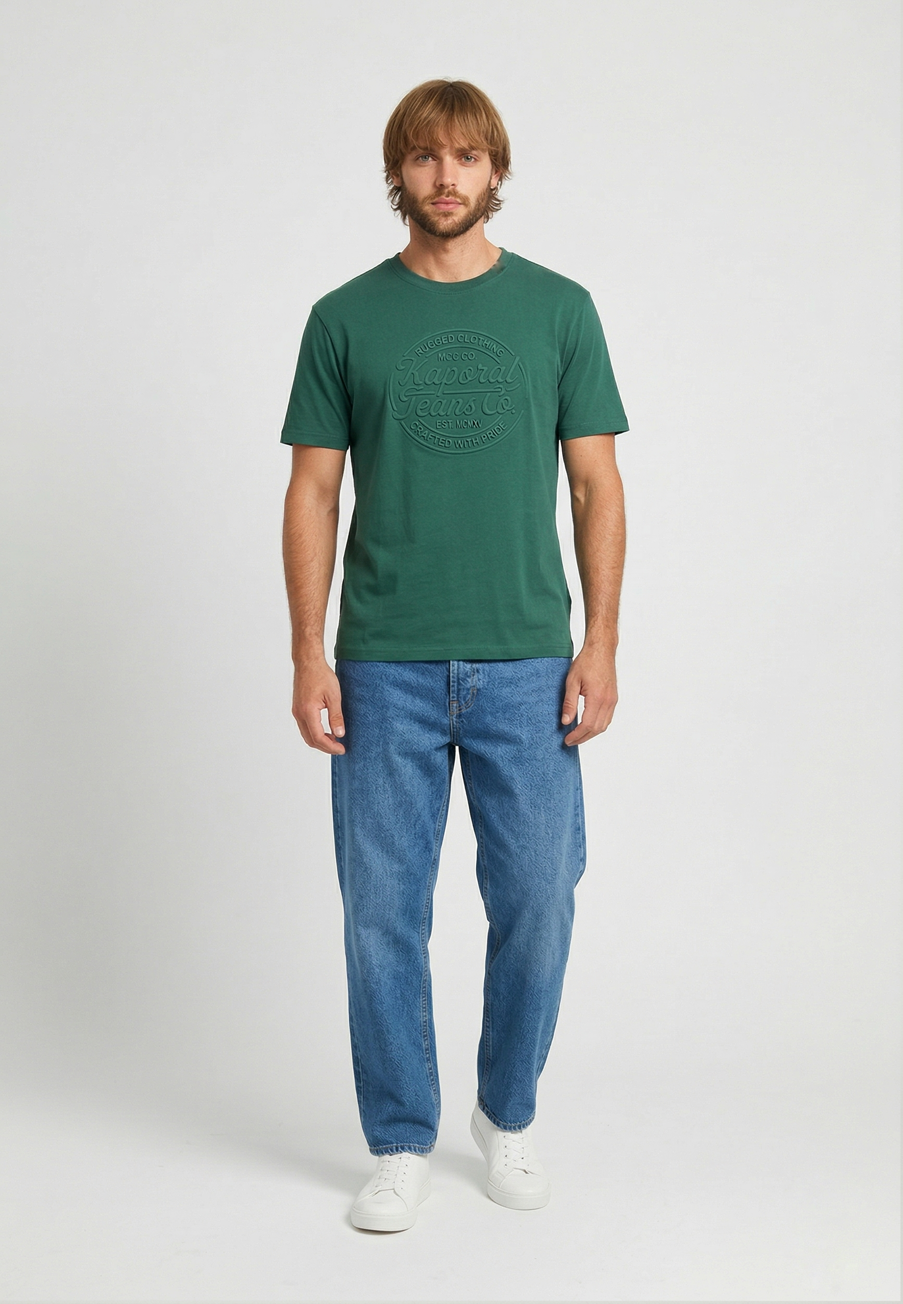 T-shirt manches courtes regular vert coton KRAFT – Kaporal
