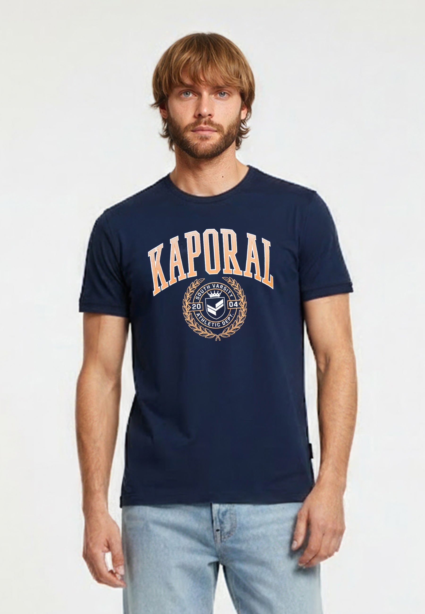 T-shirt manches courtes regular bleu marine coton ROBIN – Kaporal
