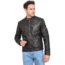 Veste noire en cuir DONOVAN, homme – vue 2