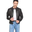 Veste noire en cuir DONOVAN, homme – vue 3