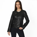 Veste noire en cuir FARAH, femme – vue 2