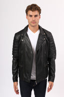 Perfecto noir en cuir FERGUS, homme – vue 1