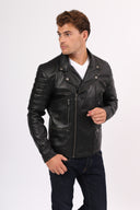 Perfecto noir en cuir FERGUS, homme – vue 2