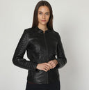 Veste noire en cuir FLORINE, femme – vue 1