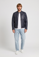 Veste bleu marine en cuir GARETH