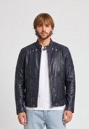 Veste bleu marine en cuir GARETH