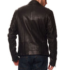 Veste noire en cuir GILLES, homme – vue 2