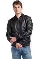Bomber noir en cuir JEFFREY, homme – vue 2