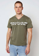 T-shirt manches courtes slim khaki coton stretch
