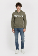 Sweat à capuche regular khaki coton polyester