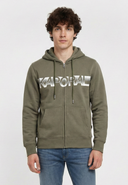 Sweat à capuche regular khaki coton polyester