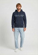 Sweat à capuche regular bleu marine coton polyester