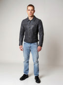 Veste vintage noire en cuir BORIS