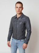 Veste vintage noire en cuir BORIS