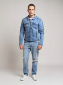 Veste vintage bleue en cuir BORIS