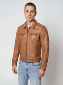 Veste vintage cognac en cuir BORIS