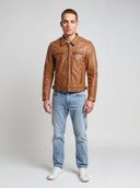 Veste vintage cognac en cuir BORIS