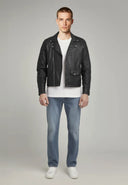 Veste noire en cuir DWAN