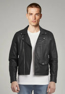 Veste noire en cuir DWAN