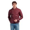 Veste bordeaux en cuir ENZO