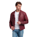 Veste bordeaux en cuir ENZO
