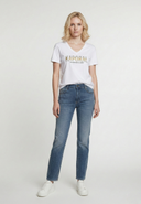 T-shirt manches courtes slim blanc cassé coton stretch