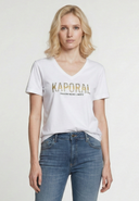 T-shirt manches courtes slim blanc cassé coton stretch