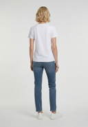 T-shirt manches courtes slim blanc cassé coton stretch