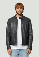 Veste noire en cuir FRITZ