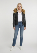 Doudoune noire en cuir GARANCE, femme – vue 1