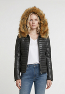 Doudoune noire en cuir GARANCE, femme – vue 2