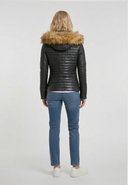 Doudoune noire en cuir GARANCE, femme – vue 3