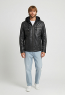 Veste noire en cuir GAYLORD, homme – vue 1