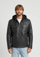 Veste noire en cuir GAYLORD, homme – vue 2