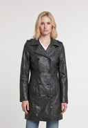 Veste longue noire en cuir GULIA, femme – vue 2