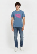 T-shirt manches courtes regular bleu ciel coton