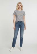 T-shirt manches courtes slim blanc cassé coton stretch