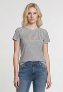 T-shirt manches courtes slim blanc cassé coton stretch