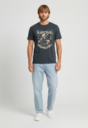 T-shirt bleu marine en coton KANAZAWA