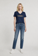 T-shirt bleu marine en coton KREW