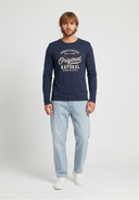 T-shirt à manches longues bleu marine en coton KUOPIO