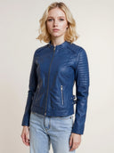 Veste bleu royal en cuir LOANA