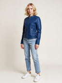 Veste bleu royal en cuir LOANA