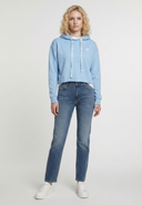 Sweat à capuche regular bleu ciel coton LOICIA