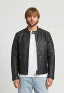Veste noire en cuir PAUL, homme – vue 2