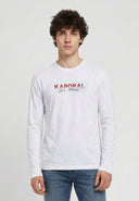 T-shirt manches longues regular blanc coton