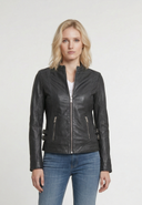 Veste noire en cuir TIFENN, femme – vue 2