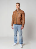 Veste vintage cognac en cuir VILLY